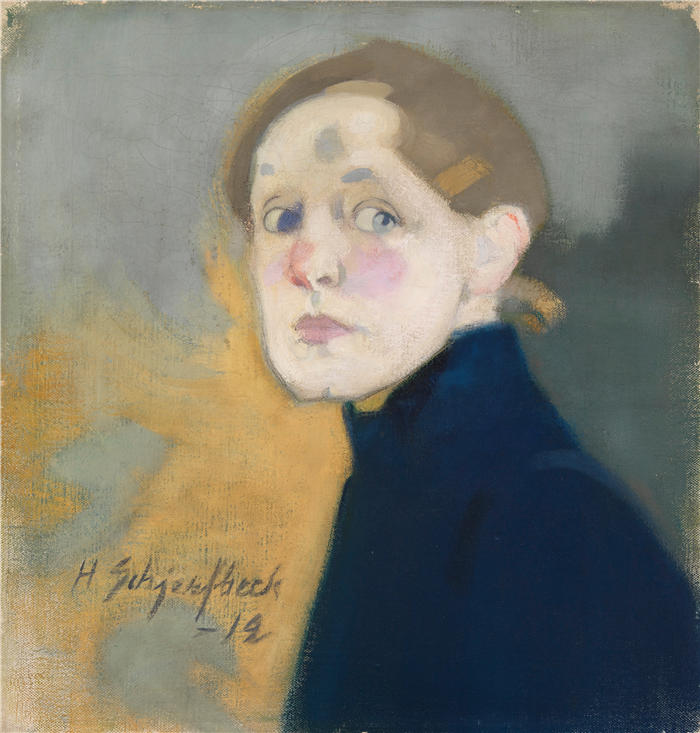 海伦·施杰夫贝克（Helene Schjerfbeck，海伦·谢夫贝克，芬兰画家）高清作品-《自画像（1912）》