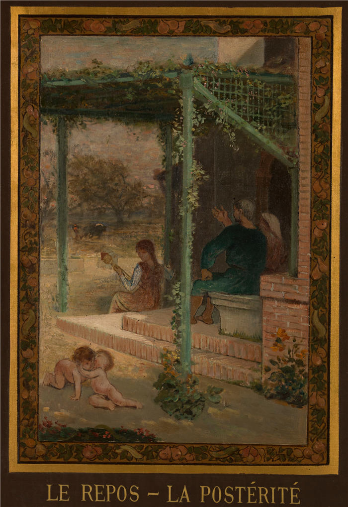 埃米尔·莱维（Émile Lévy，法国画家）高清作品-《休息-后代（1880年）》