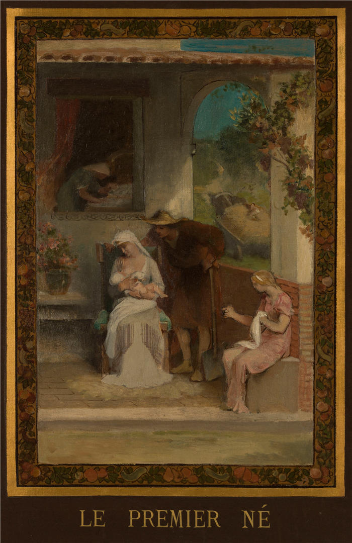 埃米尔·莱维（Émile Lévy，法国画家）高清作品-《第一个孩子（1880年）》