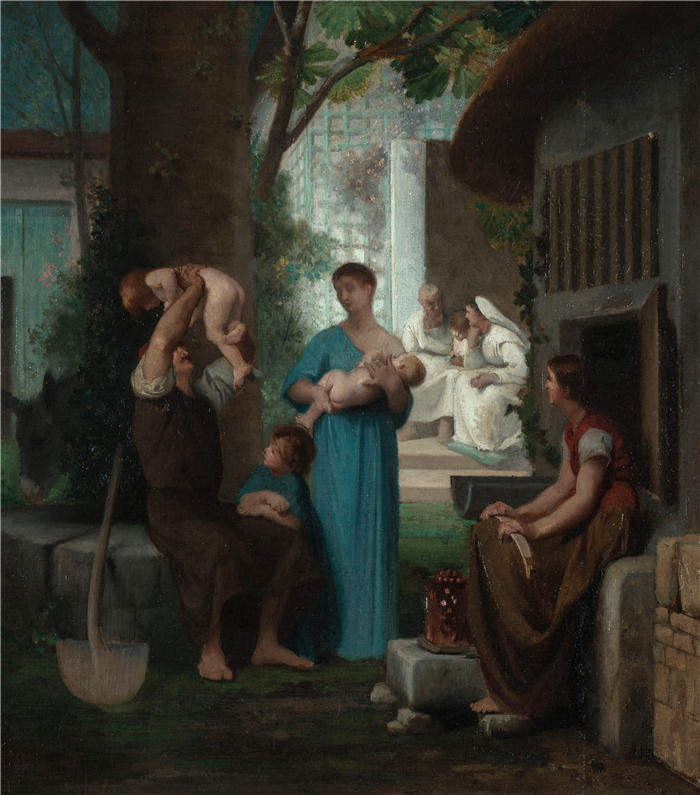 埃米尔·莱维（Émile Lévy，法国画家）高清作品-《家庭 (1876)》