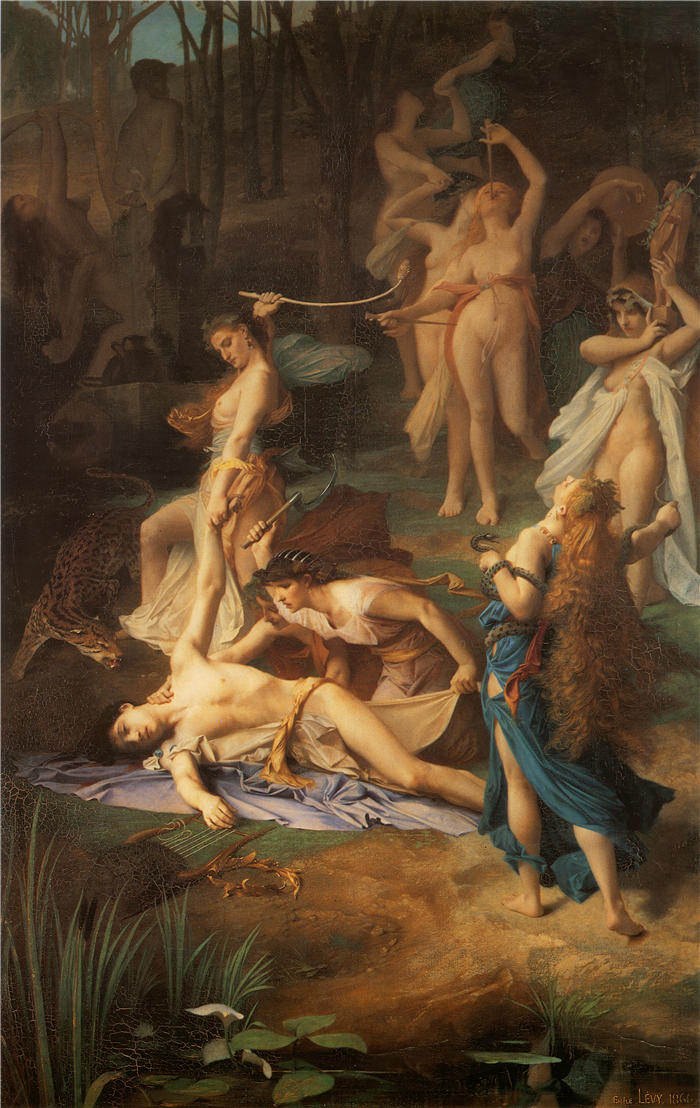 埃米尔·莱维（Émile Lévy，法国画家）高清作品-《俄耳甫斯之死 (1866)》