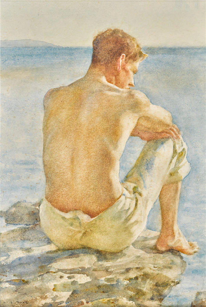 亨利·斯科特·图克（Henry Scott Tuke，英国画家）高清作品-《看海》