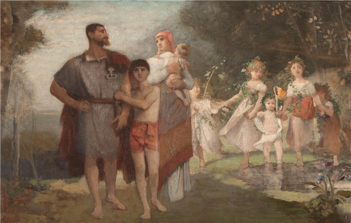 埃米尔·莱维（Émile Lévy，法国画家）高清作品-《家庭 (1884)》