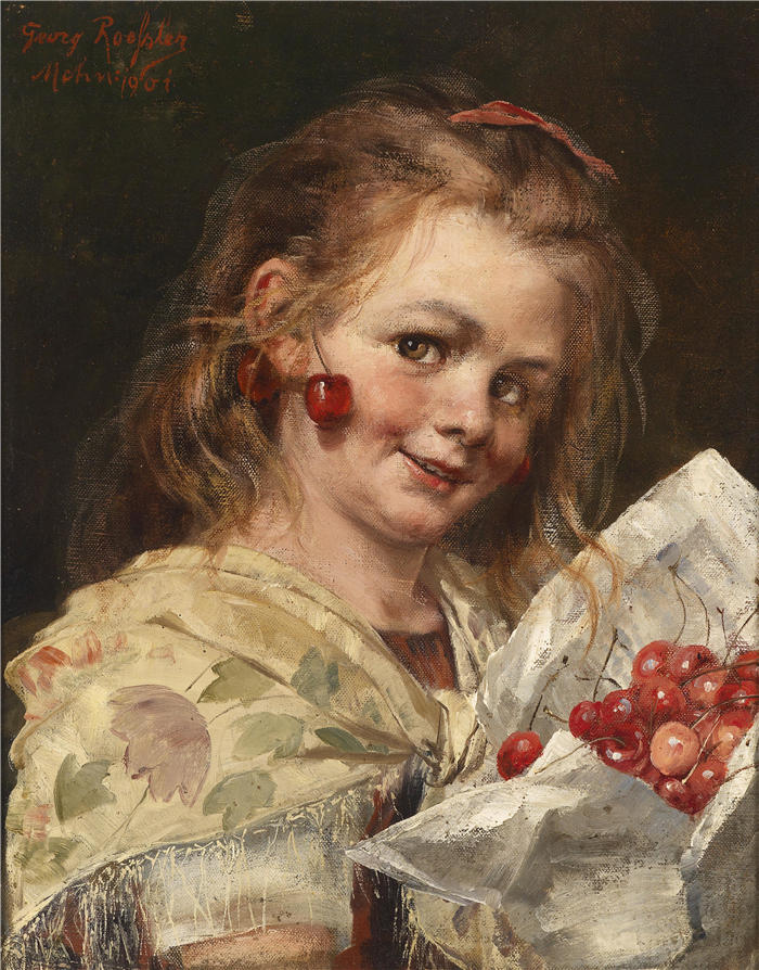 格奥尔格·罗斯勒（Georg Rössler，德国画家）高清作品-《樱桃女孩》