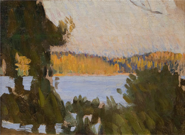 斯文·理查德·伯格(Sven Richard Bergh,瑞典画家)高清作品-《厄斯比霍尔姆海滩》