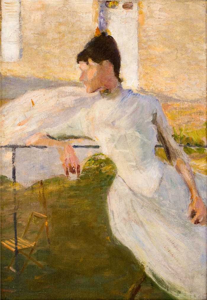 斯文·理查德·伯格（Sven Richard Bergh，瑞典画家）高清作品-《朱莉娅贝克的肖像（1887 年）》