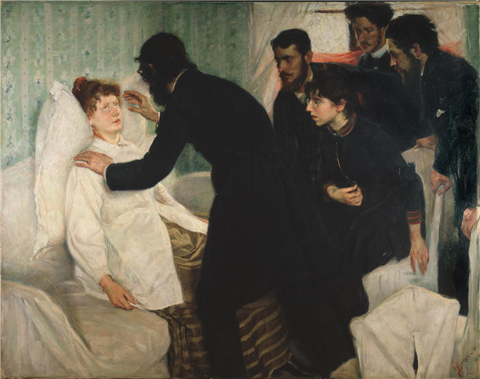 斯文·理查德·伯格（Sven Richard Bergh，瑞典画家）高清作品-《催眠降神会（1887）》