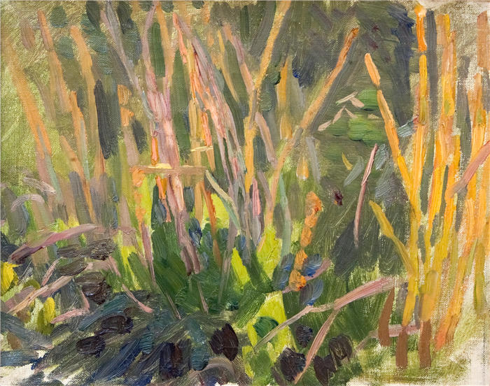 斯文·理查德·伯格(Sven Richard Bergh,瑞典画家)高清作品-《骑士与少女素描(蒲公英)(1895 年)》