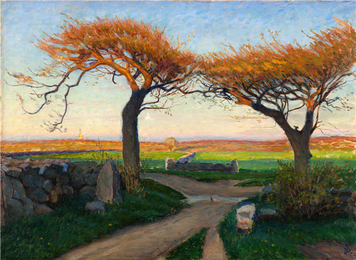 斯文·理查德·伯格（Sven Richard Bergh，瑞典画家）高清作品-《哈兰德的风景（1895 年）》