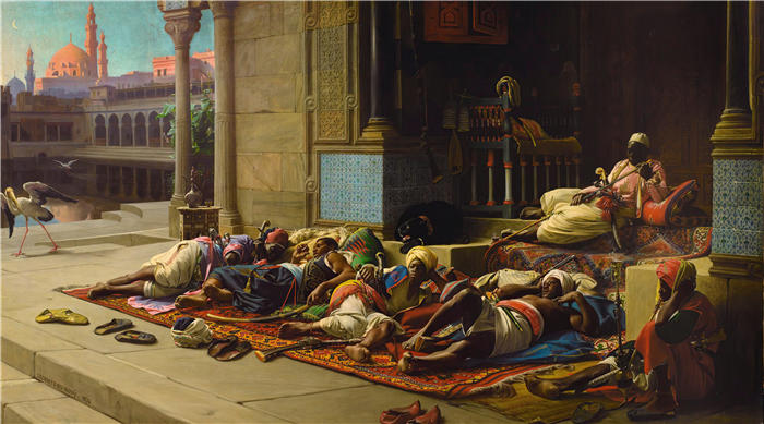 让.朱尔斯.安托万.勒孔特.杜诺依（Jean-Jules-Antoine Lecomte du Nouÿ,法国画家）作品-《后宫之门，开罗纪念品（1876 年）》