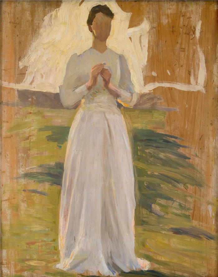 斯文·理查德·伯格（Sven Richard Bergh，瑞典画家）高清作品-《骑士与少女素描（1897 年）》