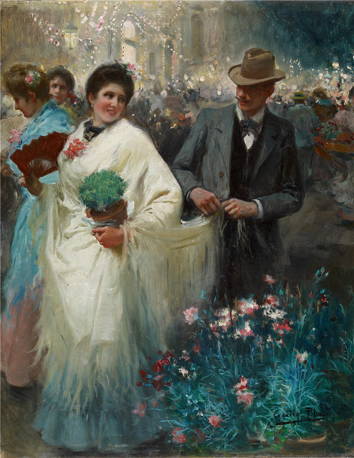 塞西里奥·普拉伊·加拉多（Cecilio Plá y Gallardo，西班牙画家）作品-《马鞭草（约 1905 年）》