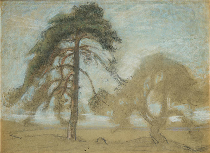 斯文·理查德·伯格（Sven Richard Bergh，瑞典画家）高清作品-《松树 Tyresö (1910)》