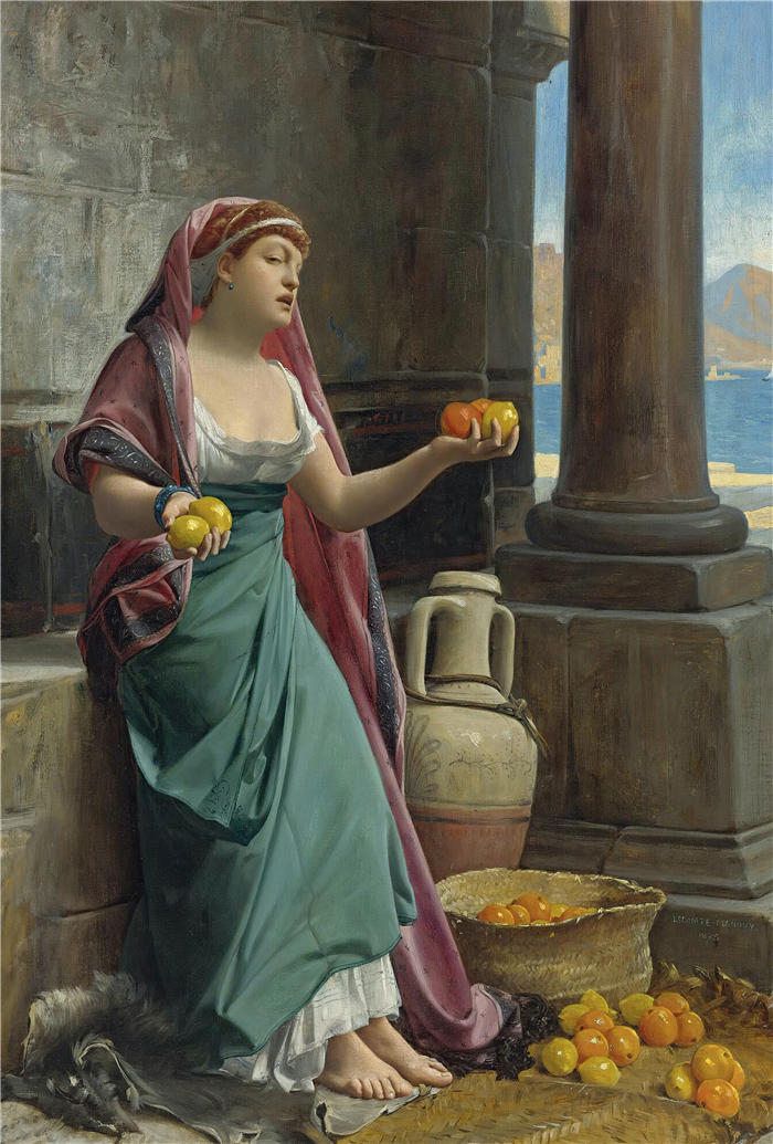 让.朱尔斯.安托万.勒孔特.杜诺依（Jean-Jules-Antoine Lecomte du Nouÿ,法国画家）作品-《柑橘小贩 (1878)》