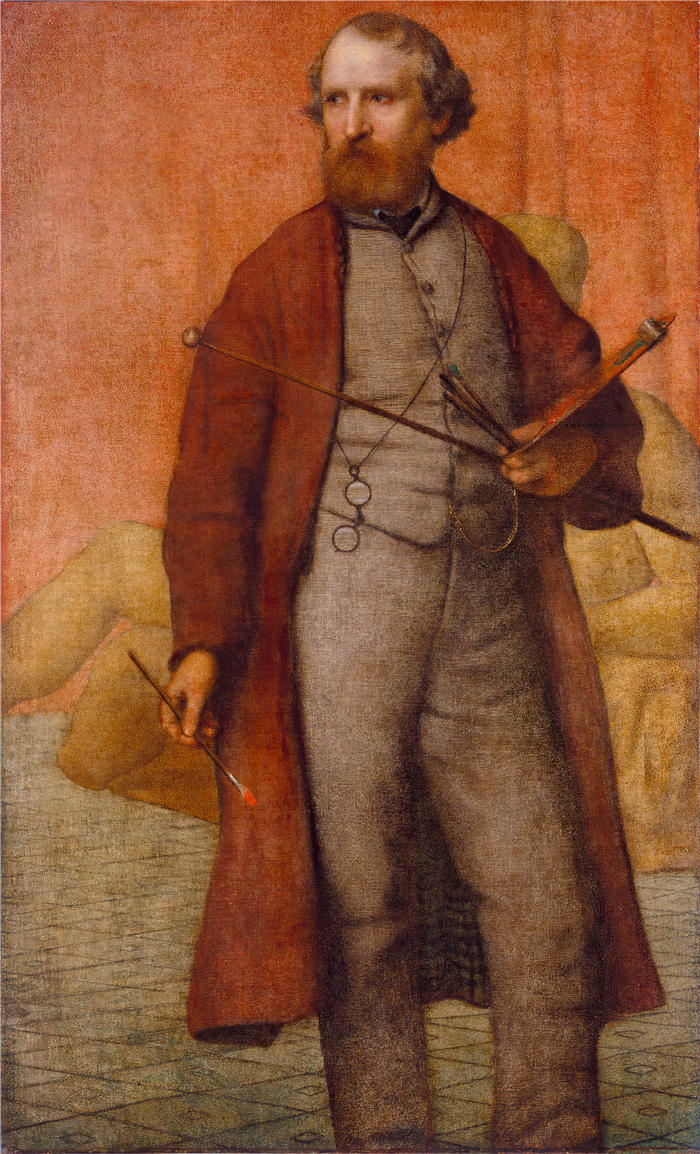 威廉·佩奇（William Page，美国画家）高清作品-《自画像（1860 年至 1861 年间）》