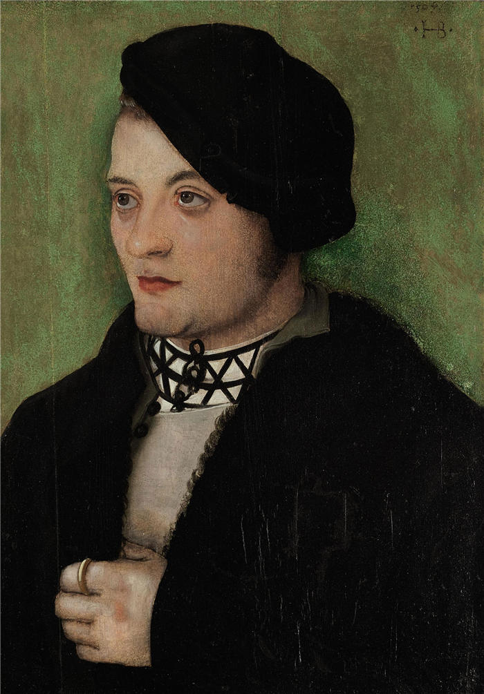 汉斯·鲍登（Hans Baldung，德国画家）高清作品-《一个年轻人的肖像（1509）》