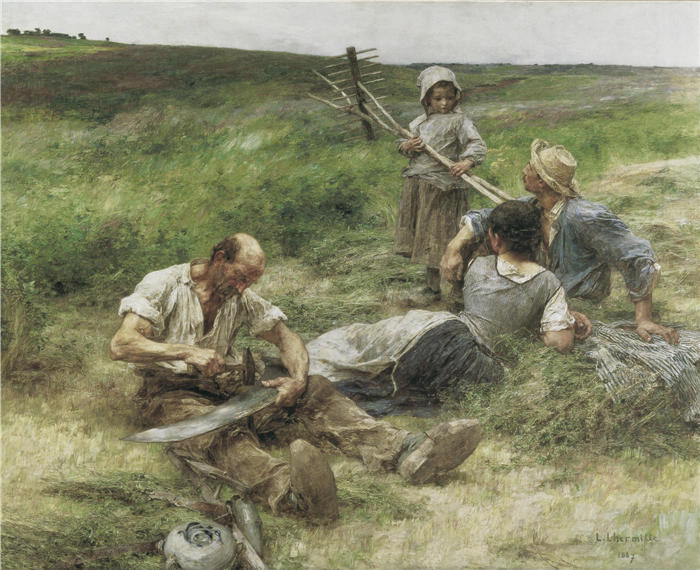 莱昂·奥古斯丁·莱尔米特（Léon Augustin Lhermitte，法国画家）高清作品-《干草》