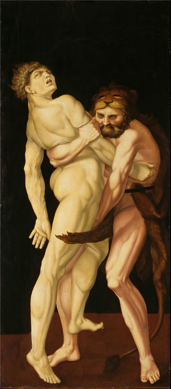 汉斯·鲍登（Hans Baldung，德国画家）高清作品-《赫拉克勒斯和安泰俄斯 (1531)》