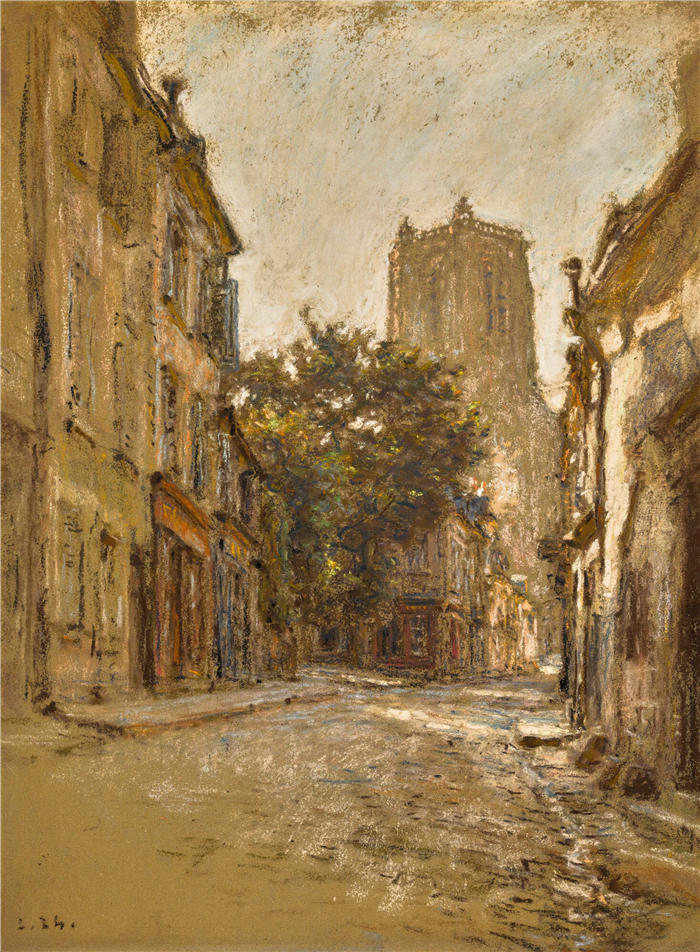 莱昂·奥古斯丁·莱尔米特（Léon Augustin Lhermitte，法国画家）高清作品-《布尔日的一条街》