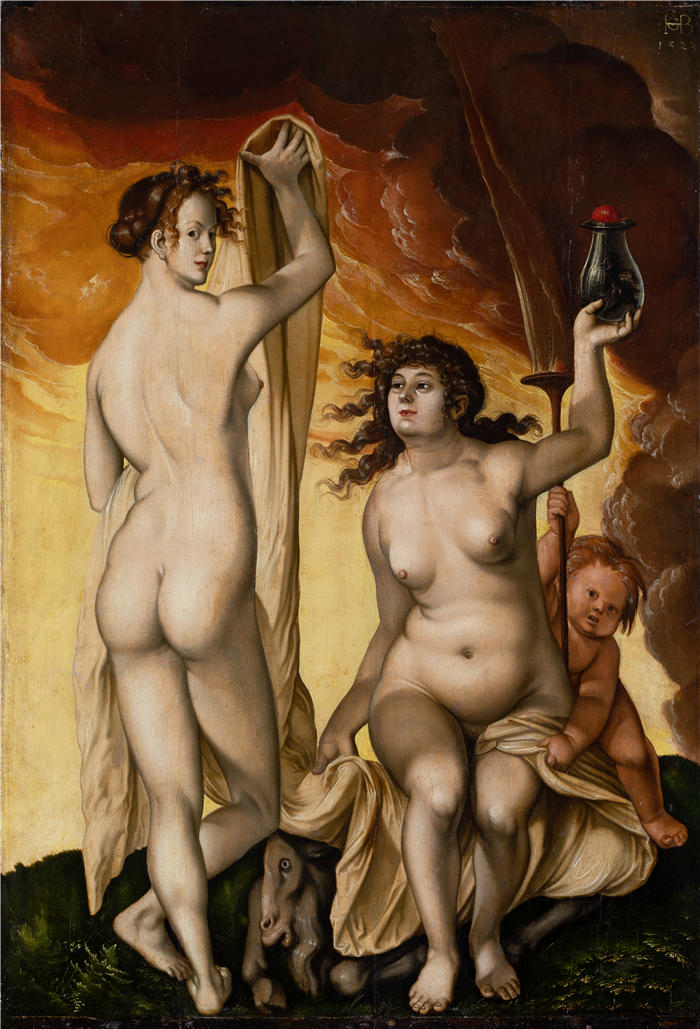 汉斯·鲍登（Hans Baldung，德国画家）高清作品-《两个女巫 (1523)》