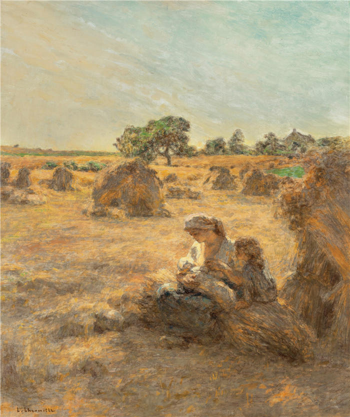 莱昂·奥古斯丁·莱尔米特（Léon Augustin Lhermitte，法国画家）高清作品-《三人组（1921）》