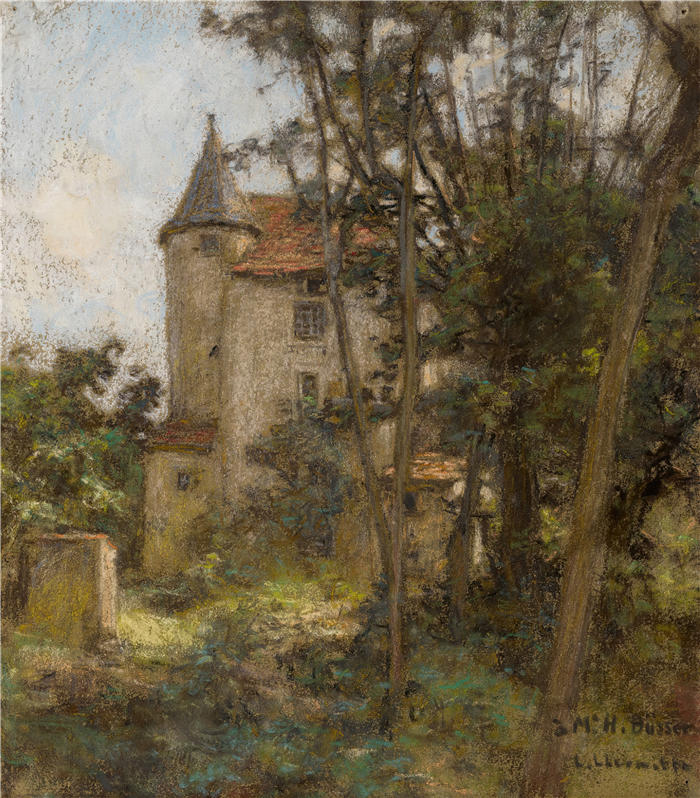 莱昂·奥古斯丁·莱尔米特（Léon Augustin Lhermitte，法国画家）高清作品-《哥特式城堡的边缘》