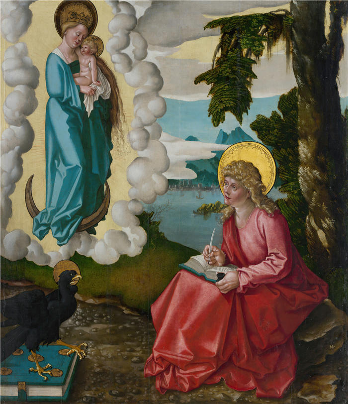 汉斯·鲍登（Hans Baldung，德国画家）高清作品-《拔摩岛上的圣约翰（约 1511 年）》