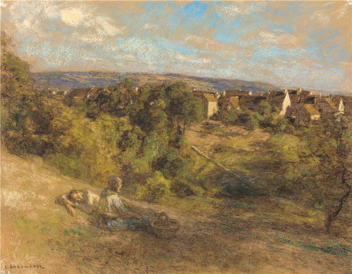 莱昂·奥古斯丁·莱尔米特（Léon Augustin Lhermitte，法国画家）高清作品-《农民休息》