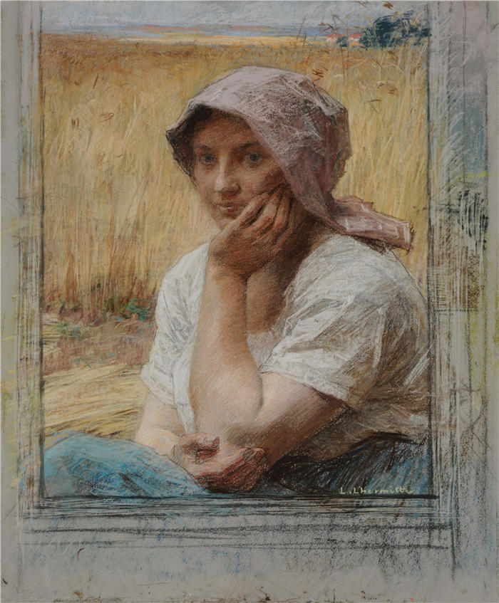 莱昂·奥古斯丁·莱尔米特（Léon Augustin Lhermitte，法国画家）高清作品-《休息的收割者（约1886年）》