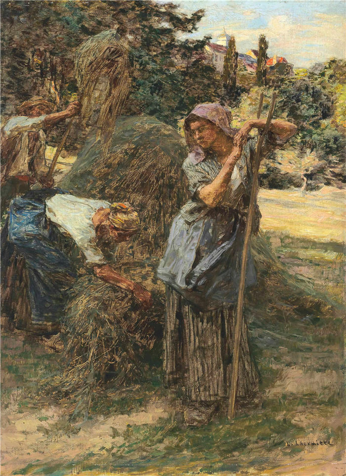 莱昂·奥古斯丁·莱尔米特（Léon Augustin Lhermitte，法国画家）高清作品-《风扇》