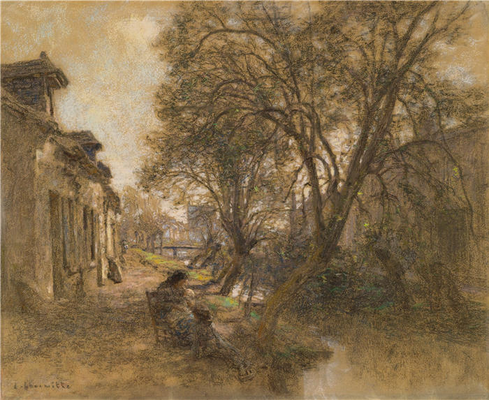 莱昂·奥古斯丁·莱尔米特（Léon Augustin Lhermitte，法国画家）高清作品-《布尔日附近的圣博内特景观》