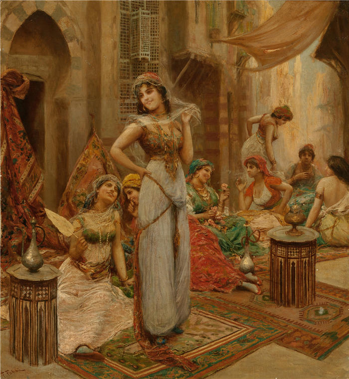 法比奥·法比（Fabio Fabbi，意大利画家）高清作品-《市场上的后宫美女》