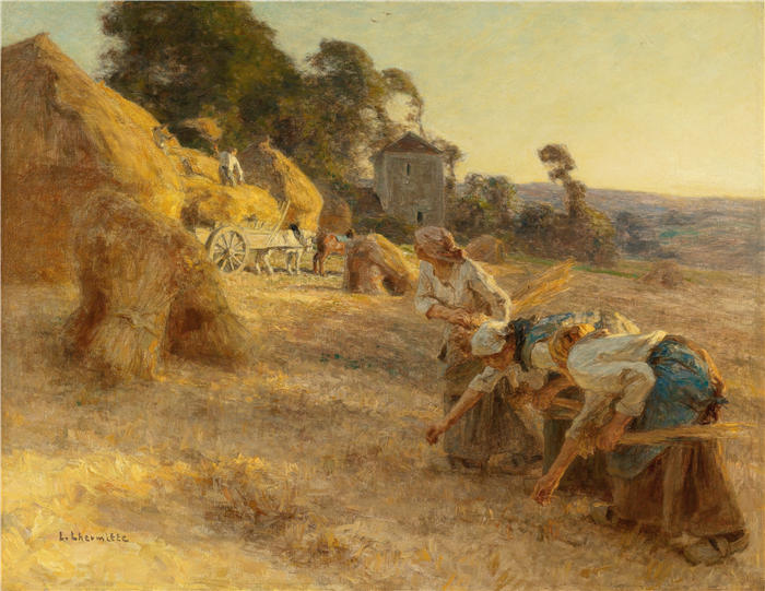 莱昂·奥古斯丁·莱尔米特（Léon Augustin Lhermitte，法国画家）高清作品-《老磨坊前的拾荒者》