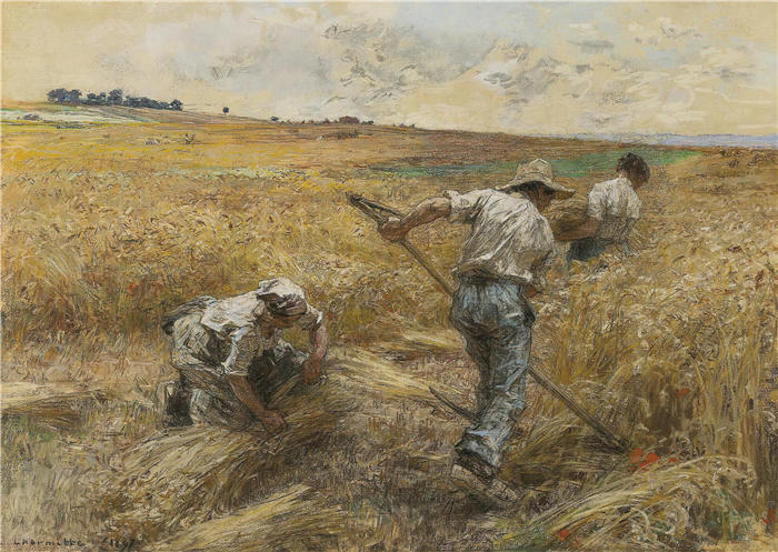 莱昂·奥古斯丁·莱尔米特（Léon Augustin Lhermitte，法国画家）高清作品-《奥特（八月）（1897 年）》