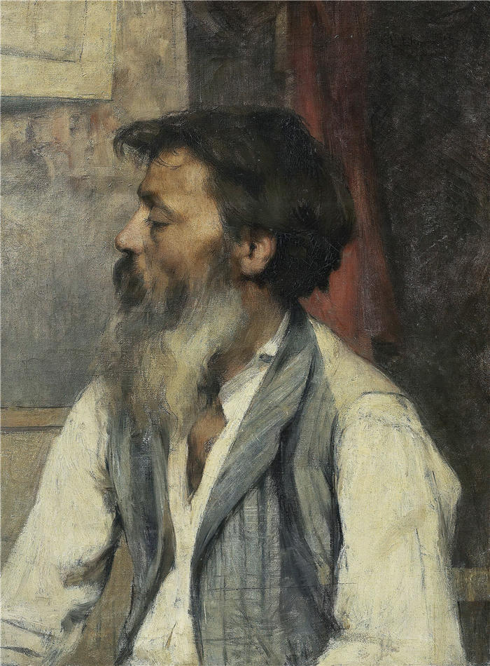 莱昂·奥古斯丁·莱尔米特（Léon Augustin Lhermitte，法国画家）高清作品-《一个男人的肖像》