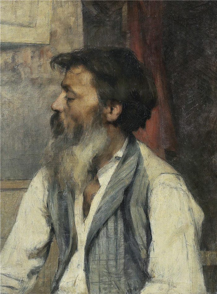 莱昂·奥古斯丁·莱尔米特(Léon Augustin Lhermitte,法国画家)高清作品-《一个男人的肖像》
