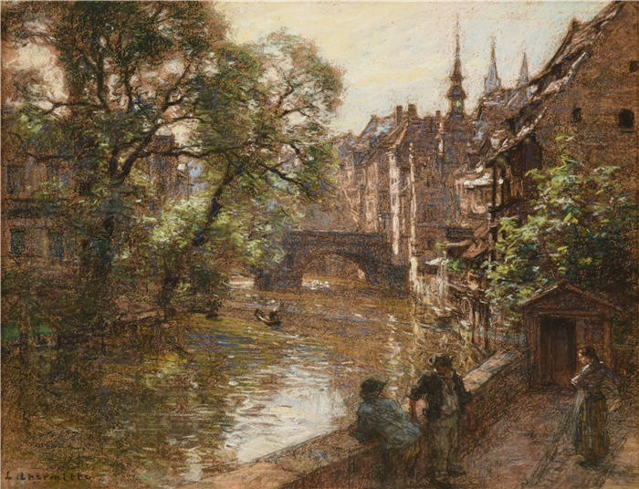 莱昂·奥古斯丁·莱尔米特（Léon Augustin Lhermitte，法国画家）高清作品-《纽伦堡桥 (1896)》