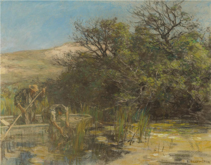 莱昂·奥古斯丁·莱尔米特（Léon Augustin Lhermitte，法国画家）高清作品-《青蛙捕手》