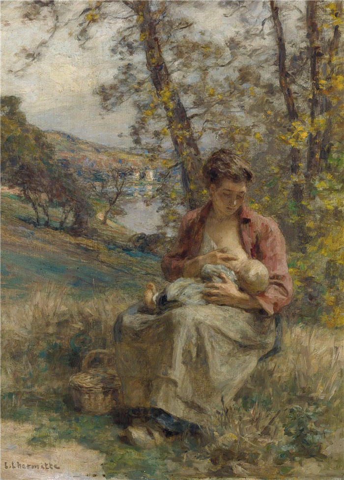 莱昂·奥古斯丁·莱尔米特(Léon Augustin Lhermitte,法国画家)高清作品-《年轻的母亲》