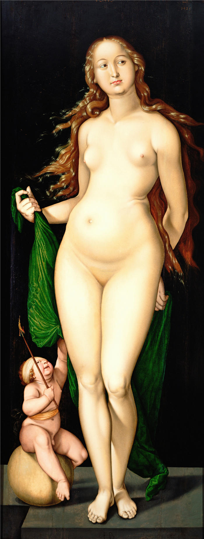 汉斯·鲍登（Hans Baldung，德国画家）高清作品-《维纳斯恩阿莫尔 (1524-1525)》