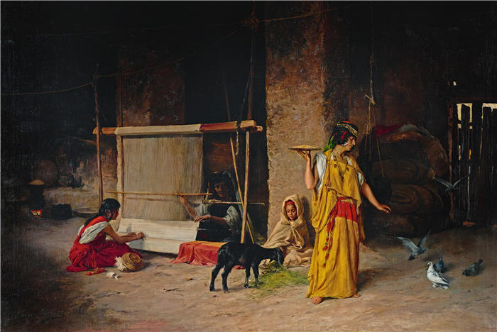 欧仁·吉拉代（ Eugène Girardet，法国画家）高清作品-《织布工 (1888)》