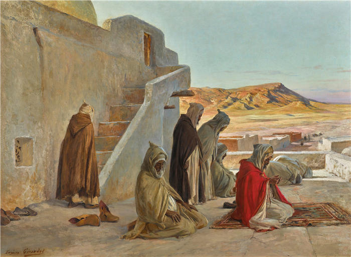 欧仁·吉拉代（ Eugène Girardet，法国画家）高清作品-《晚祷》
