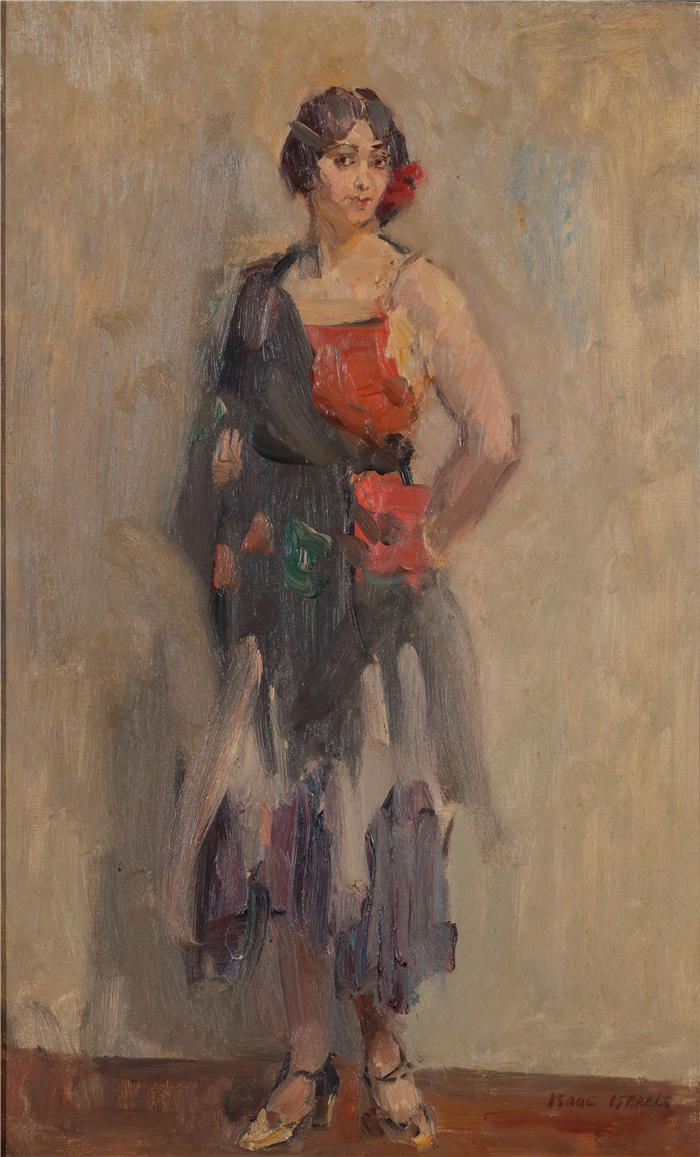 伊萨克·拉扎鲁斯·伊斯拉尔斯(Isaac Lazarus Israëls,荷兰画家)高清作品-《站立的女孩(约 1930 年)》
