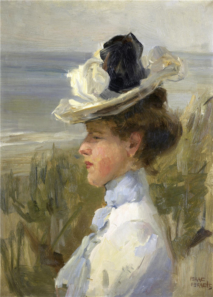 伊萨克·拉扎鲁斯·伊斯拉尔斯(Isaac Lazarus Israëls，荷兰画家)高清作品-《年轻女子，凝视大海（c. 1895 - c. 1900）》