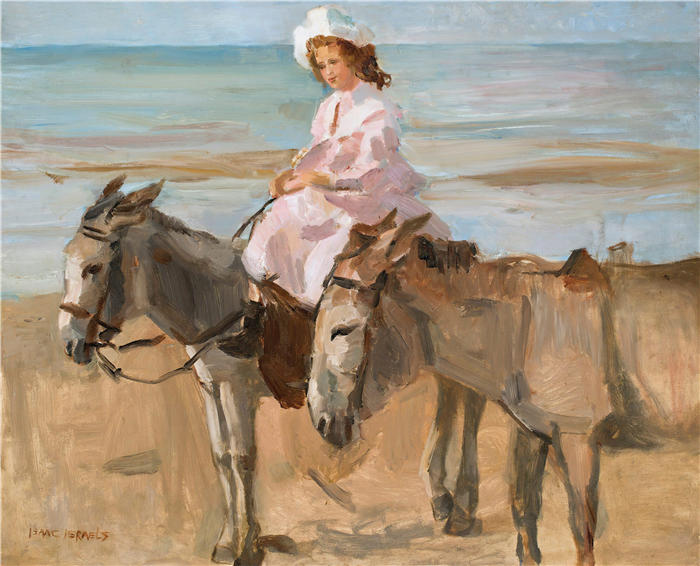 伊萨克·拉扎鲁斯·伊斯拉尔斯(Isaac Lazarus Israëls,荷兰画家)高清作品-《在席凡宁根海滩》
