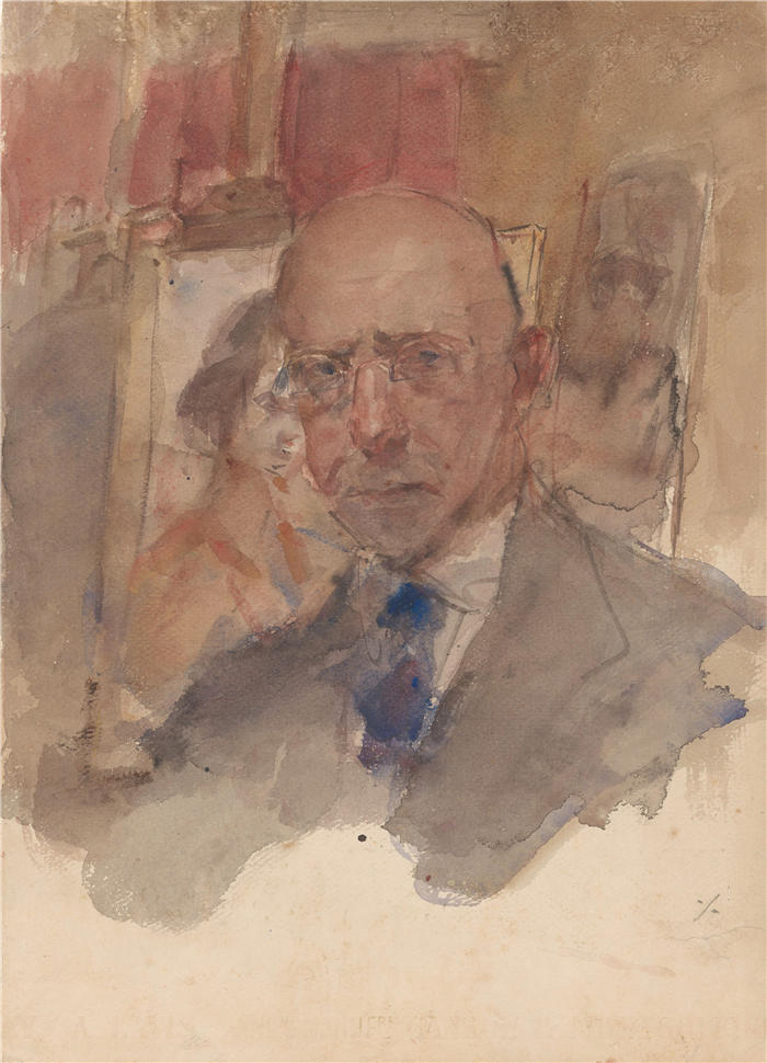 伊萨克·拉扎鲁斯·伊斯拉尔斯(Isaac Lazarus Israëls,荷兰画家)高清作品-《以撒以色列人的自画像(约1875年至1934年) 》