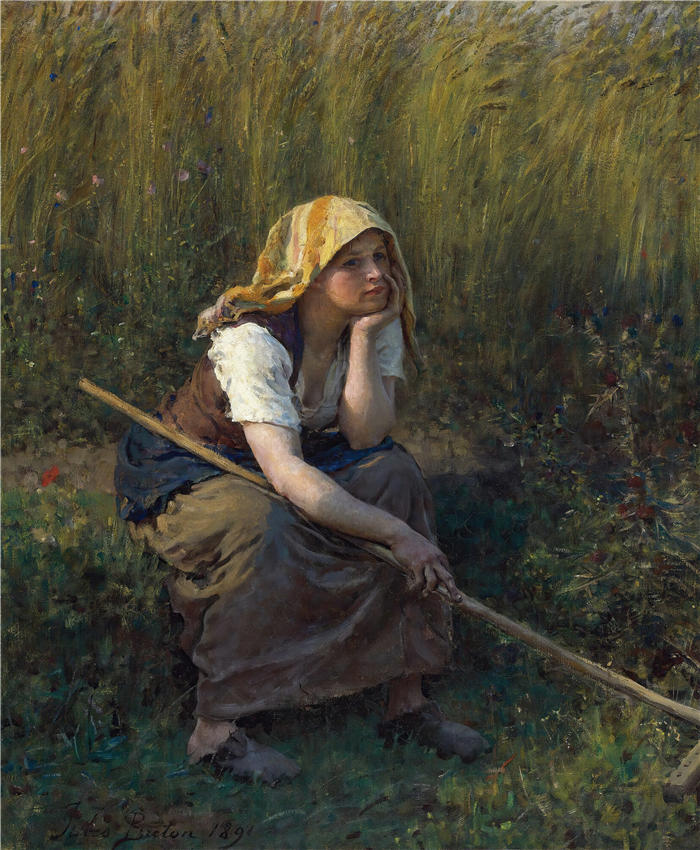 朱尔斯·布雷顿（Jules Breton，法国画家）高清作品-《夏天 (1891)》