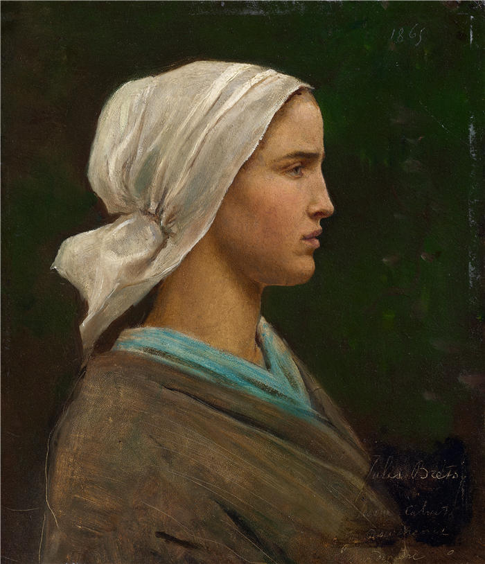 朱尔斯·布雷顿（Jules Breton，法国画家）高清作品-《珍妮·卡尔维特 (1865)》