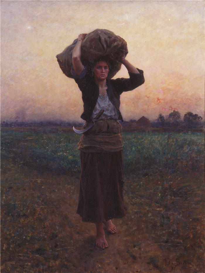 朱尔斯·布雷顿（Jules Breton，法国画家）高清作品-《牧羊人之星》