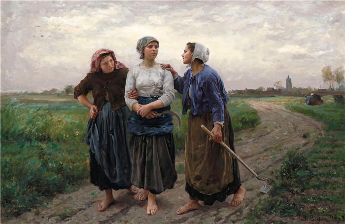 朱尔斯·布雷顿（Jules Breton，法国画家）高清作品-《莱斯·埃米斯 (1873)》
